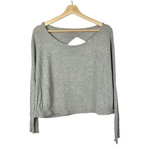 Chaser Light Gray Waffle Knit Open Back Long Sleeve M